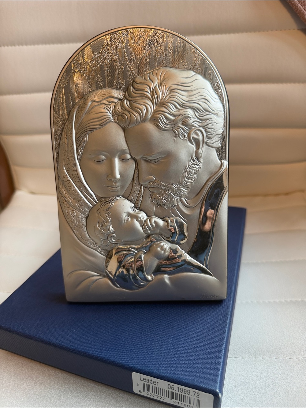 Sterling Silver Holy Family Art Plaque - Leader Argenti NIB
